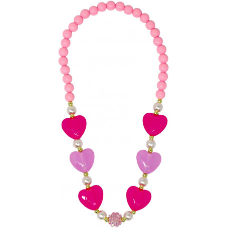 Pink Poppy Ballet Heart and Pearl Necklace