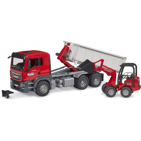 MAN TGS Truck with Roll-Off Container & Schaeff Compact Loader