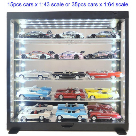 1:64 & 1:43 Model Cars 5-Layers Led Display black w/Mirror