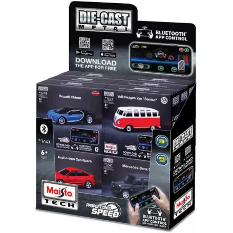 Mini Metall Auto 1:40 Diecast Mini Metal Car With Bluetooth App Control Asst