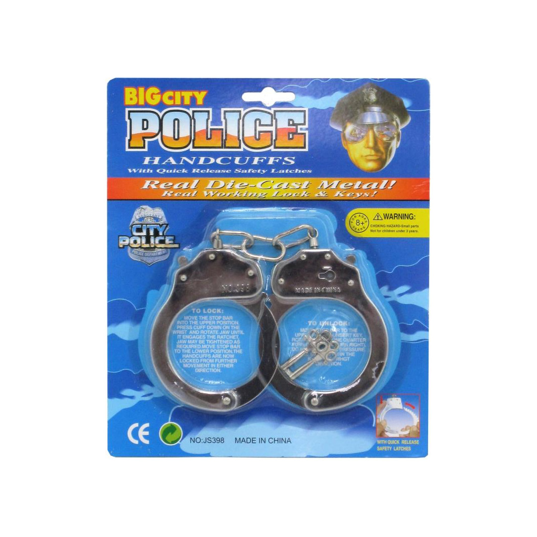 Metal Toy Police Hand Cuffs With Quick Release Safety