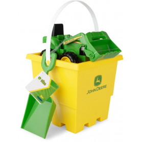 15cm Sand Pit Bucket Set: Green Tractor w/Yellow Square Bucket & Green Shovel