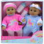 GIGO 12" HAPPY TWIN DOLLS WITH BOTTLES