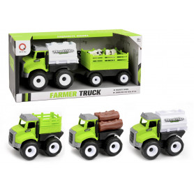 Friction Farm Truck w Trailer -  3 asst