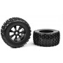 Team Corally - Off-Road 1/8 Monster Truck Tires - Gripper - Glued on Black Rims - 1 pair