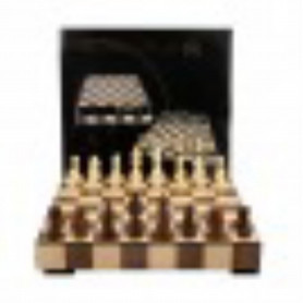 Dal Rossi Chess, Wooden Inlaid box, with drawer and chess pieces, 14"