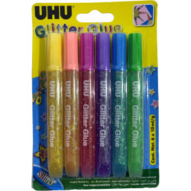 UHU Glitter Glue 6x10ml Original Colours