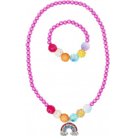 Pink Poppy - Rainbow Necklace and Bracelet Set