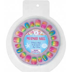 Pink Poppy Rainbow Mermaid Press on Nails