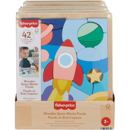 Fisher Price Wood  Space Puzzle Blocks