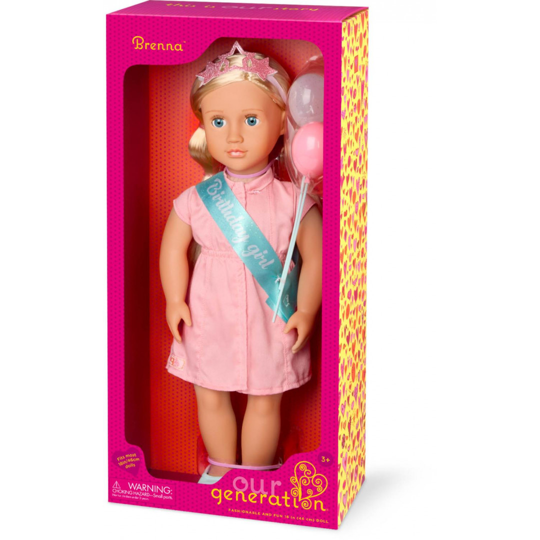 Our Generation Birthday Doll With Pink Dress Brenna