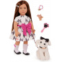 OUR GENERATION DOLL W/ BOW DRESS AND PUP, GEMMA & GIGI