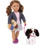 DOLL W/JEAN JACKET, TRAVEL PILLOW & PET DOG