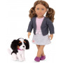 DOLL W/JEAN JACKET, TRAVEL PILLOW & PET DOG