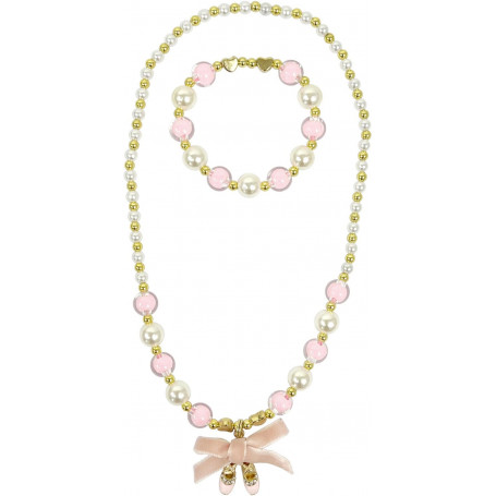 Pink Poppy Ballerina Necklace and Bracelet Set