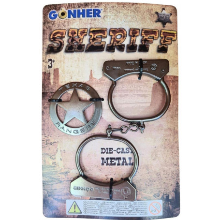 Sheriff Metal Hand Cuffs and Badge