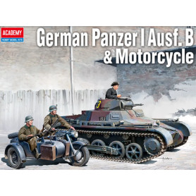 Academy 1/35 German Panzer I Ausf.B & Motorcycle Plastic Model Kit