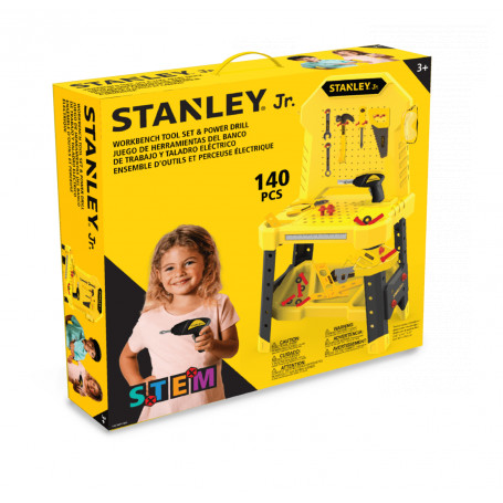 STANLEY JR WORKBENCH TOOL SET & POWER DRILL 140PC