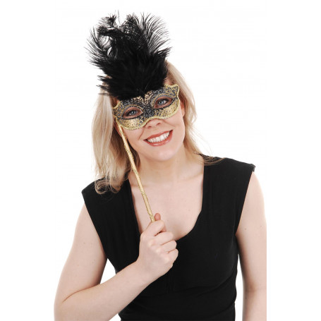 Dr Tom's JOSEPHINE Black w/ Stick & Feathers Eye Mask