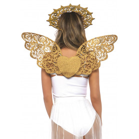 2PC.GOLDEN ANGEL KIT, INCLUDES DIE CUT GLITTER WINGS AND MAT