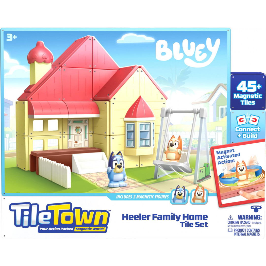 Tile Town Bluey Heeler Family Home Magnetische Tegelset - 52 Delig Met Figuren