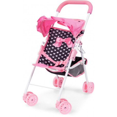 Doll Buggy - Pink and Black with Pink Bow NEW