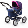 Bayer Trendy Doll Pram Dark Blue w/Pink Hearts & Unicorn