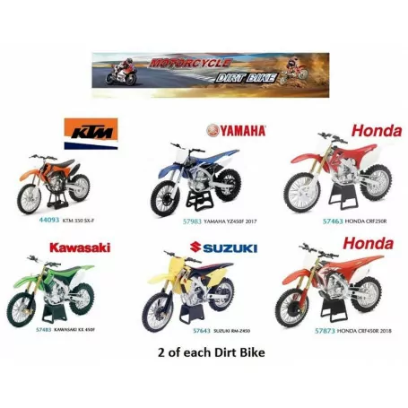 New Ray 1:12 Assorted Dirt Bikes Asstd