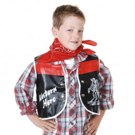 Cowboy Vest Black with Bandana