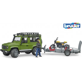 Bruder 1:16 Land Rover Defender, trailer, Scrambler Ducati