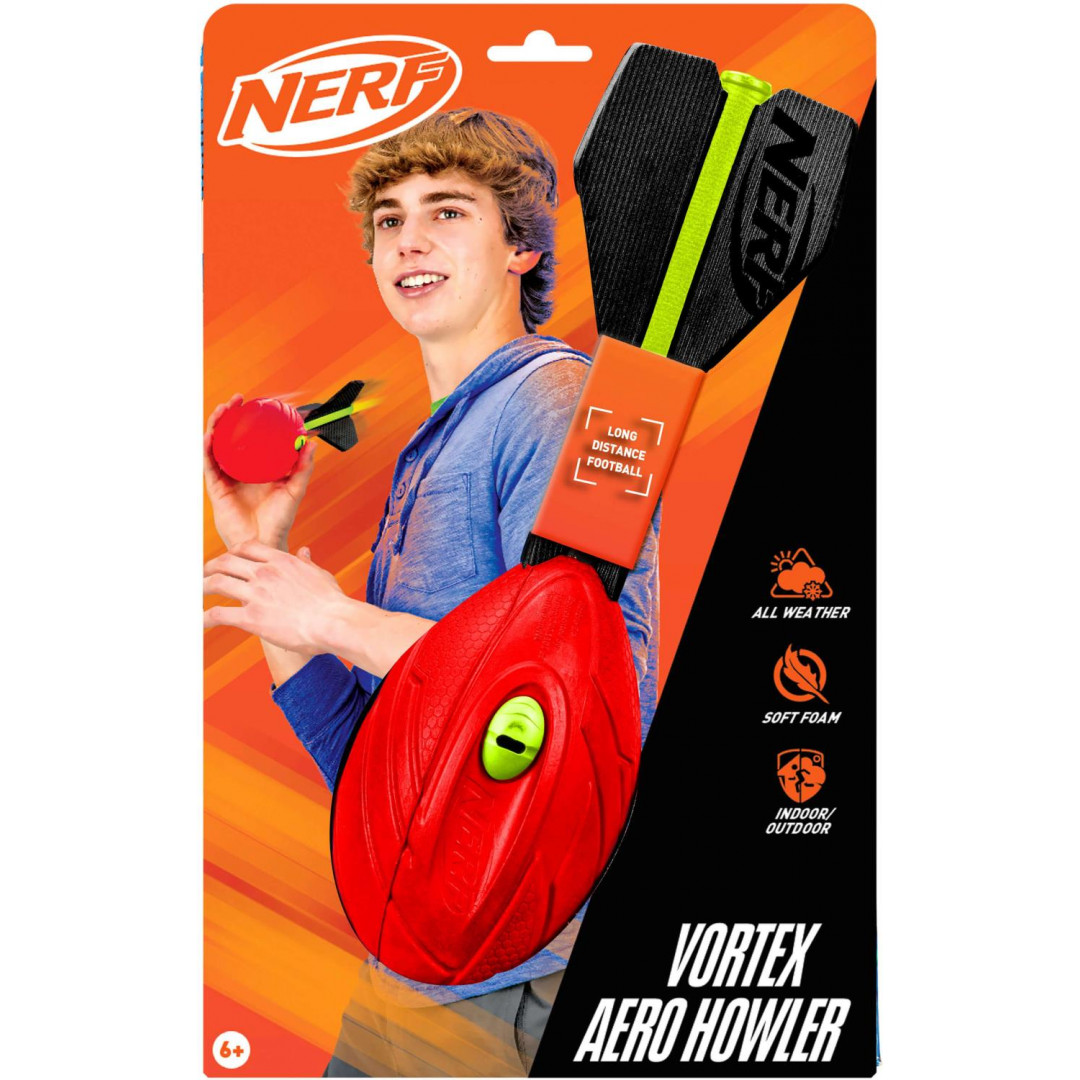 Nerf Vortex Aero Howler Palla In Schiuma Neon – Calcio A Lunga Distanza Con Fischio E Coda Stabilizzatrice | Edizione Esclusiva Amazon Per Bambini 8+