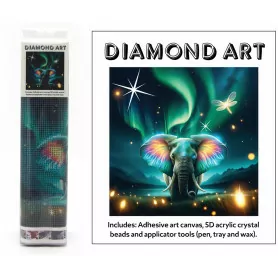 DIAMOND ART KIT 5D (30x30cm) - NIGHT ELEPHANT