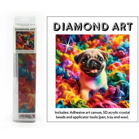 DIAMOND ART KIT 5D (30x30cm) - RAINBOW PUG