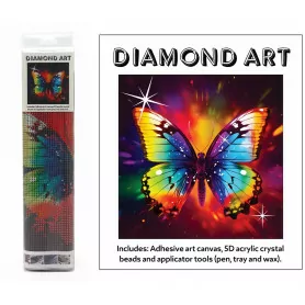 DIAMOND ART KIT 5D (30x30cm) - COLOURFUL BUTTERFLY