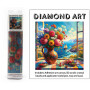 DIAMOND ART KIT 5D (30x30cm) - FLOWERS IN WINDOW