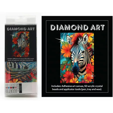 DIAMOND ART KIT 5D (15x20cm) - ZEBRA W/FLOWERS