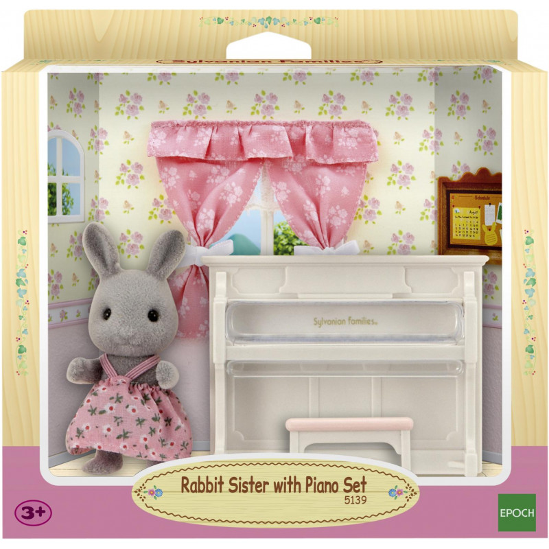 Sylvanian Families - Rabbit Sister With Piano Set (Toyworld